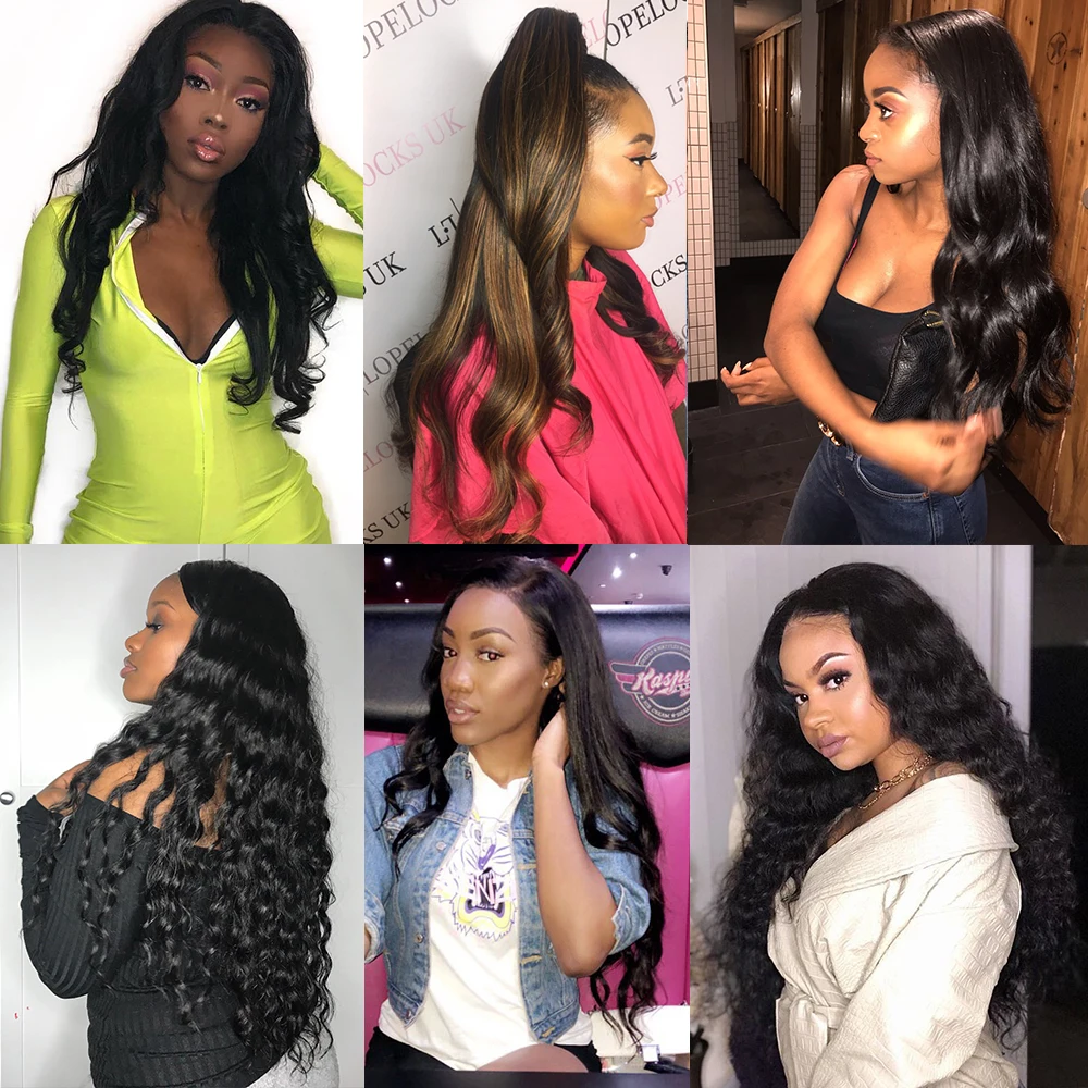 Необработанные натуральные бразильские волосы PEERLESS 3 пряди с застежкой 4*4