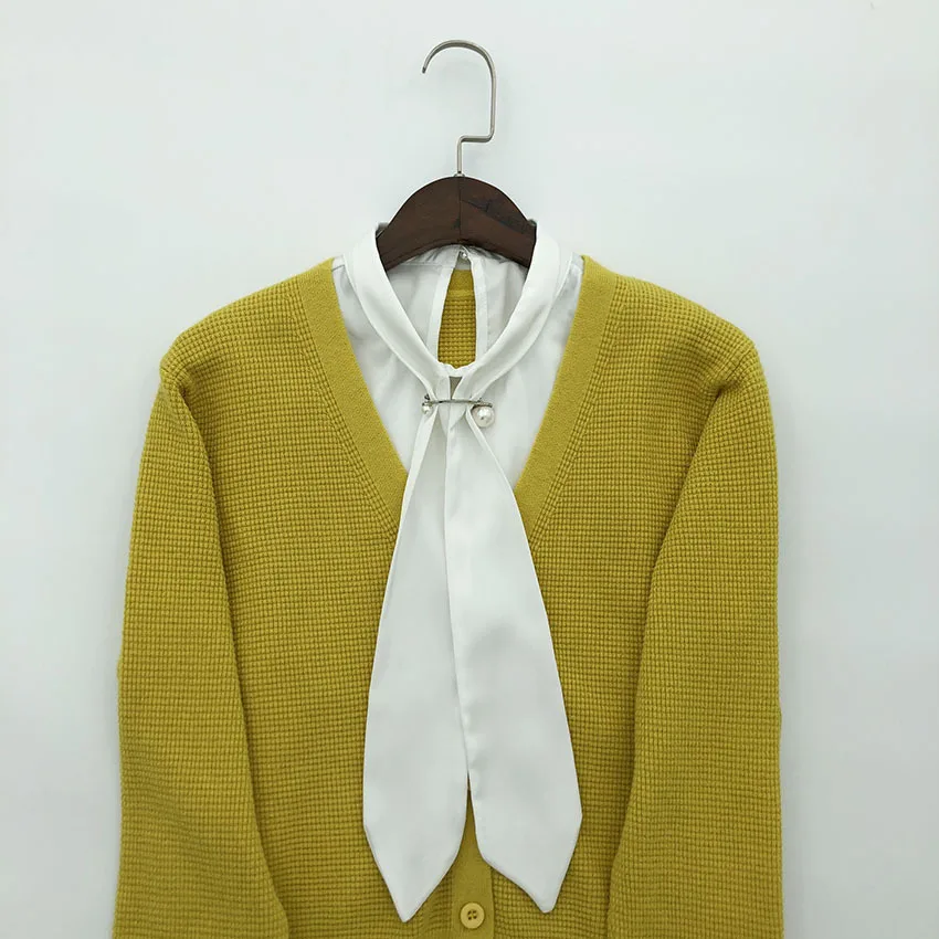 

Women's Front Ties Fake Collar Female Blouse Tops Shoulder Detachable Shirt Collars Girls False Collar Clothing Decorative