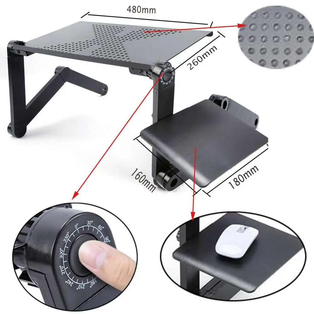 

360 Adjustable Portable Laptop Stand Lazy Lap Sofa Bed PC Notebook Desk Tray