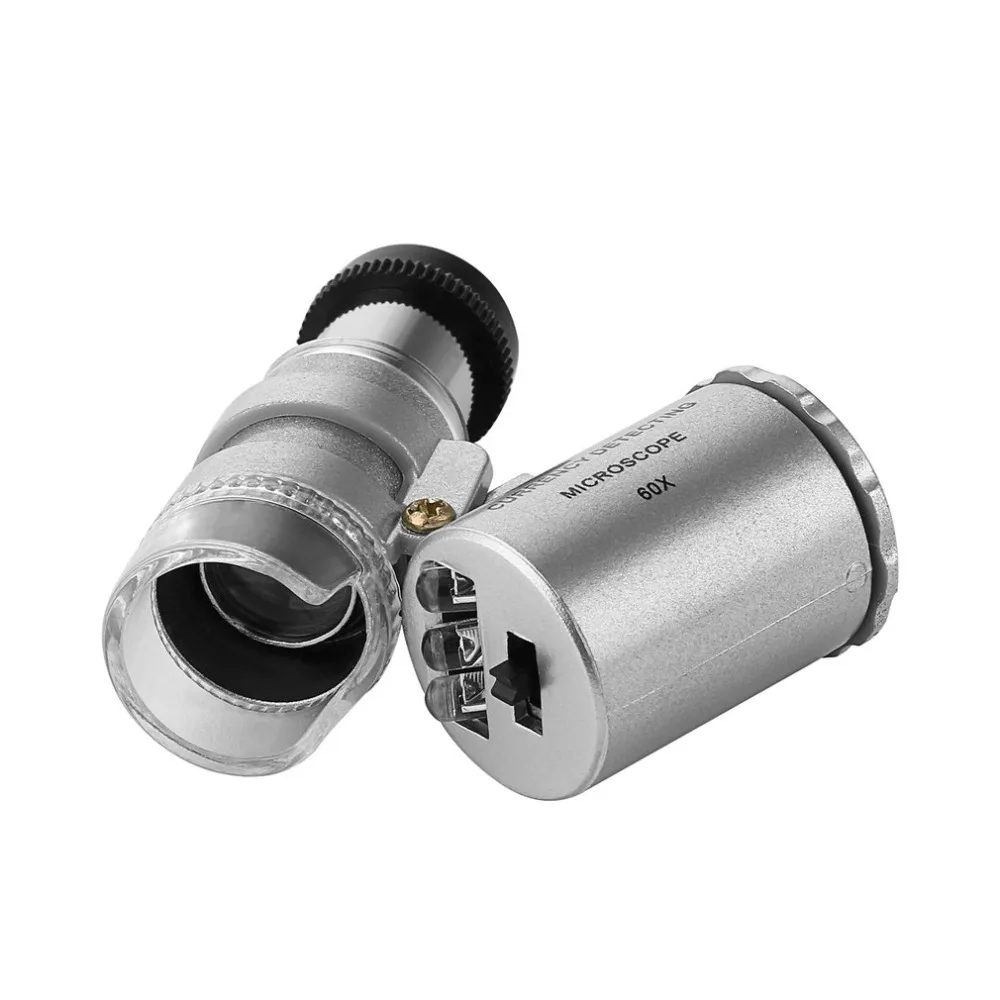 Мини портативный 60X детектор валюты микроскоп ручной тестер денег Лупа Стекло