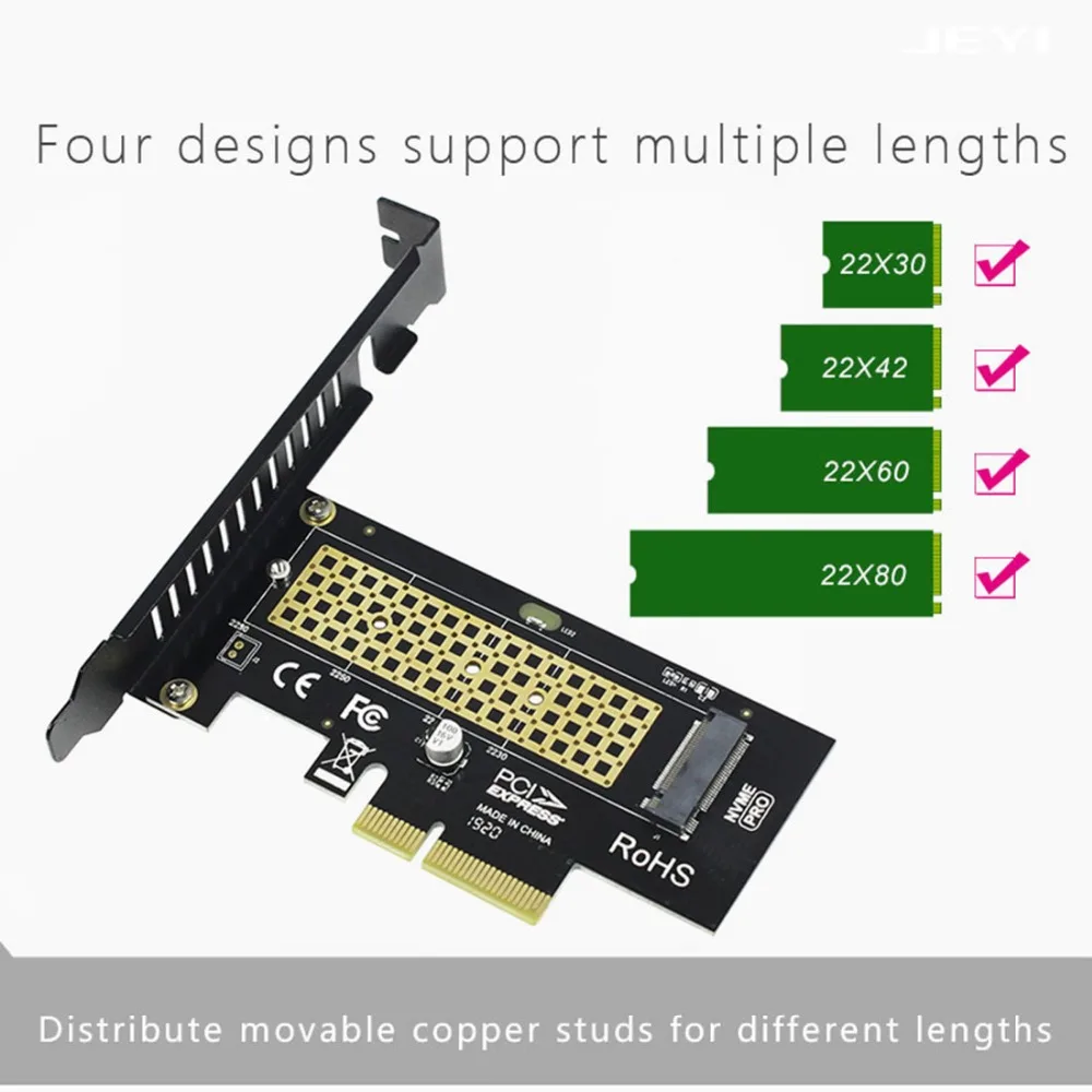 JEYI SK4 M.2 NVMe SSD NGFF для PCIE X4 адаптер M ключ интерфейсная карта Suppor PCI Express 3,0x4 Размер 2230-2280