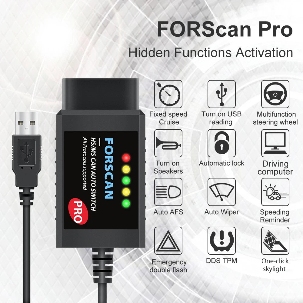Автомобильный диагностический сканер FORScan Pro ELM327 V1.5 для кодирования Ford USB OBD2