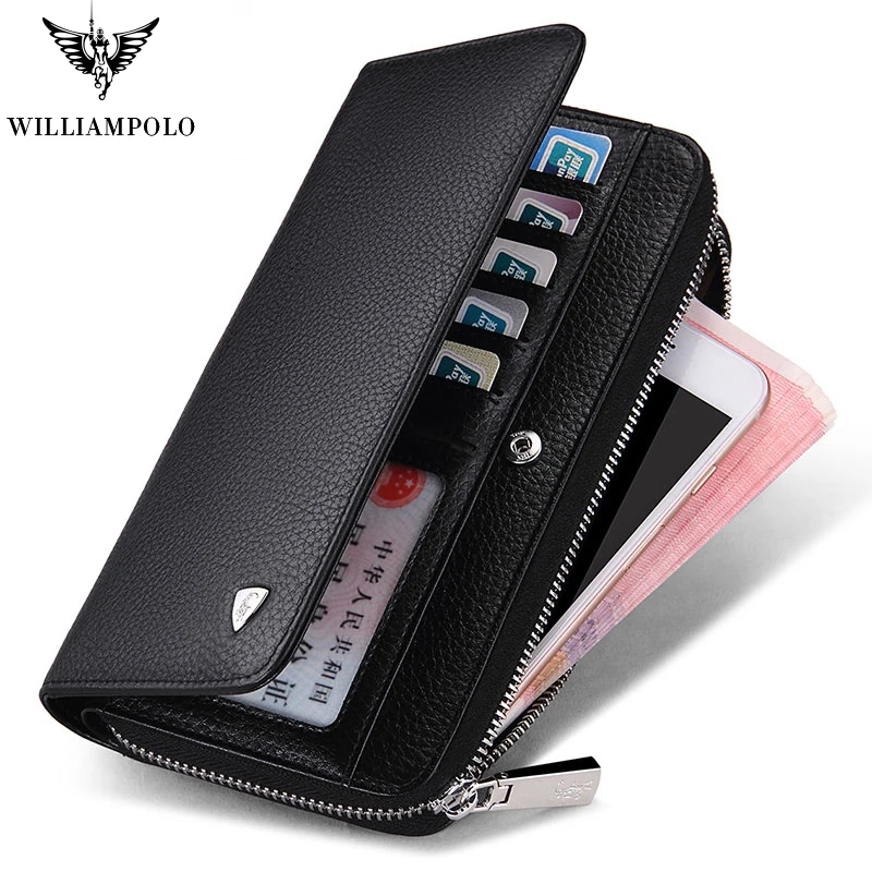 Мужской кошелек на молнии simampolo из 100% натуральной кожи с застежкой молнией|wallet