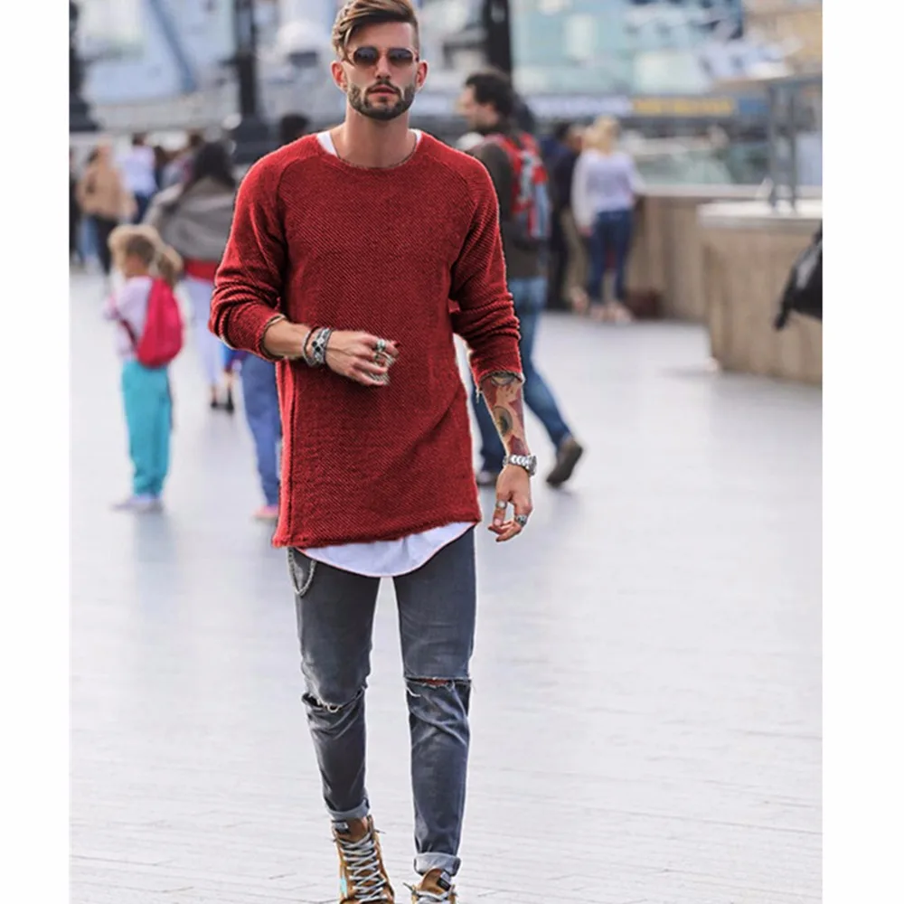 Men Sweater Autumn Winter Knitted Solid Simply Style Pullover Casual Loose O Neck Jumper Male Black Outerwear Brand 2019 | Мужская