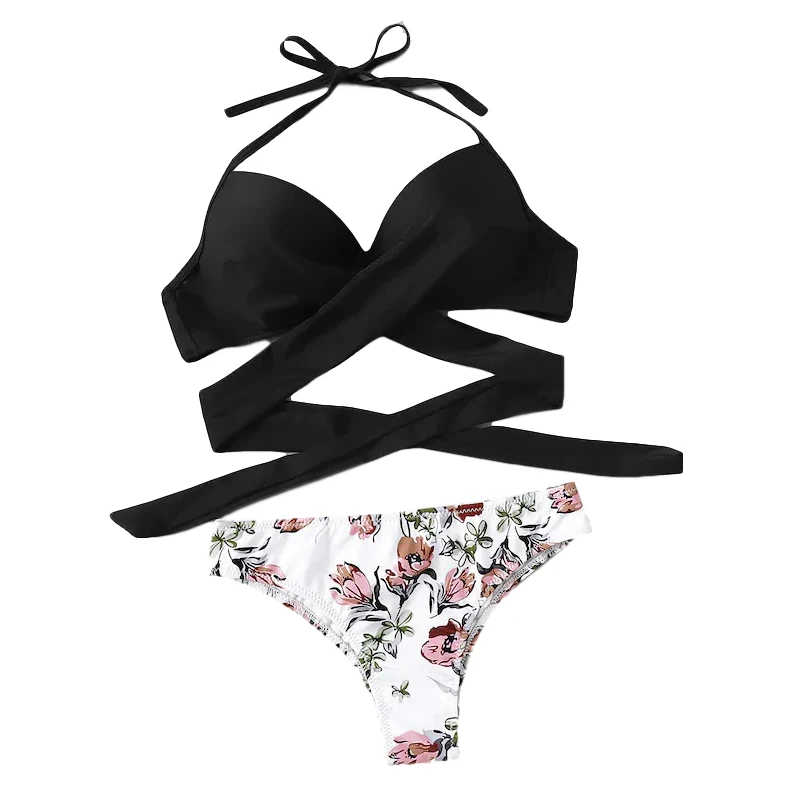 Купальник женский желтый с цветочным принтом|Купальники| |