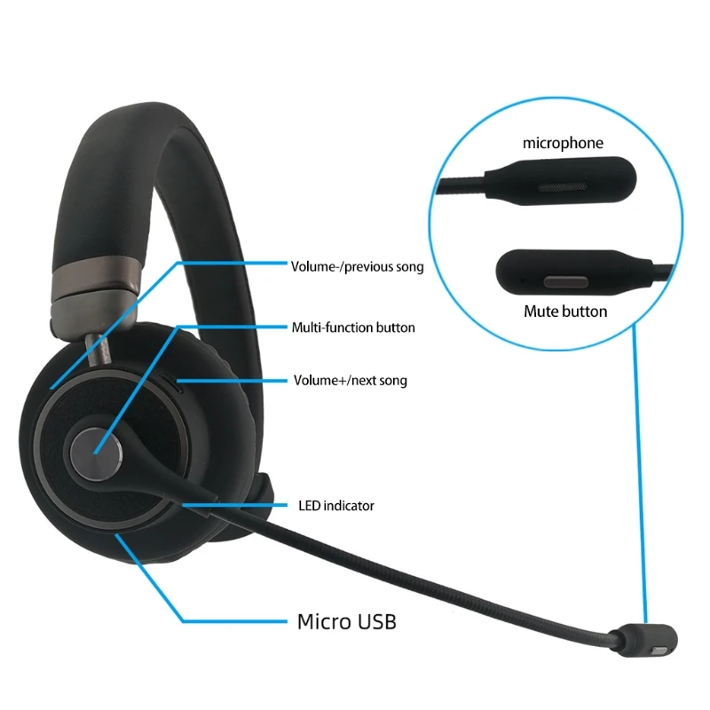 

Беспроводная Bluetooth-гарнитура с шумоподавлением и микрофоном V5.0