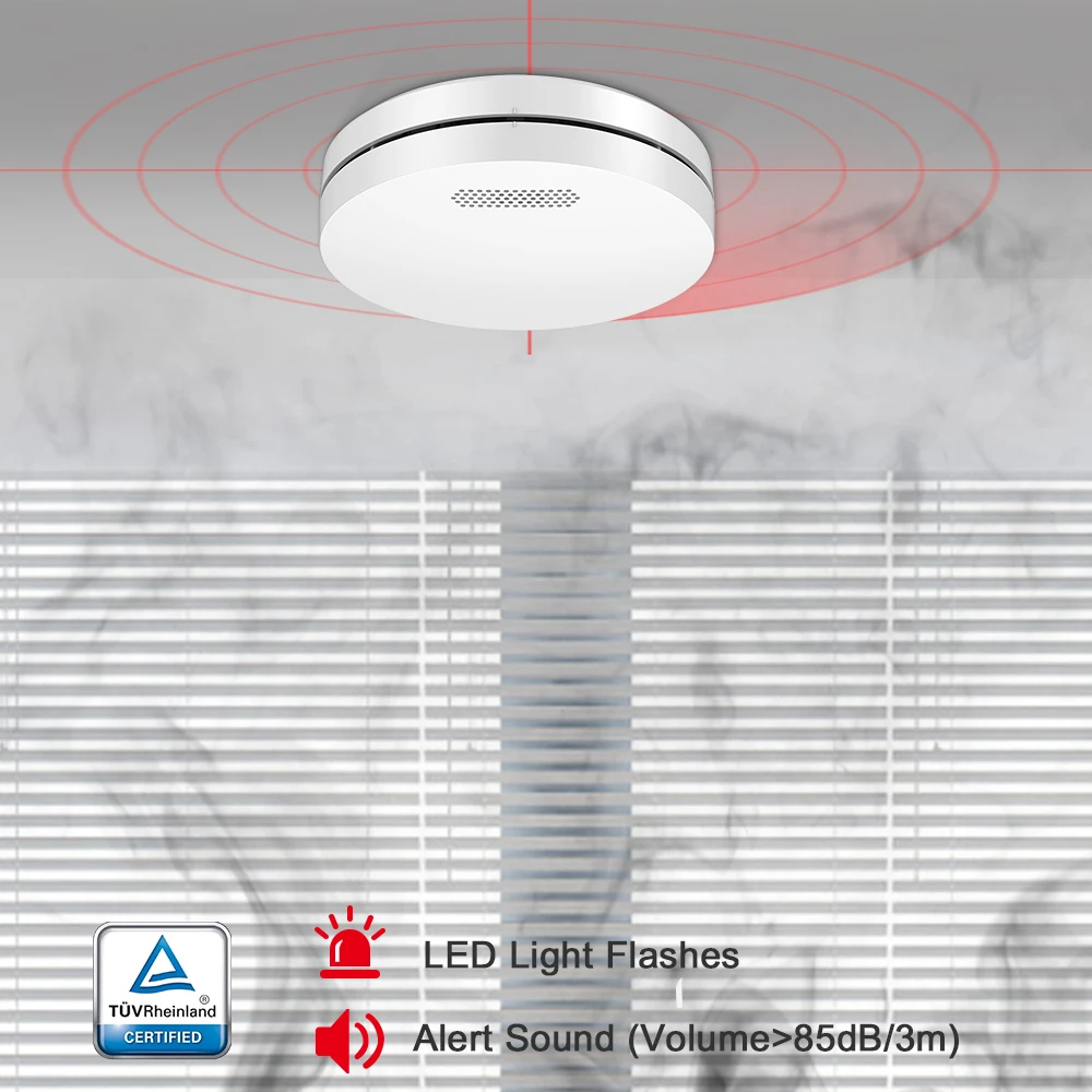 

Interconnected Smoke Detector Rauchmelder One Go Alarm Full Alert Fire Alarm TUV Smoke Alarm Sensor