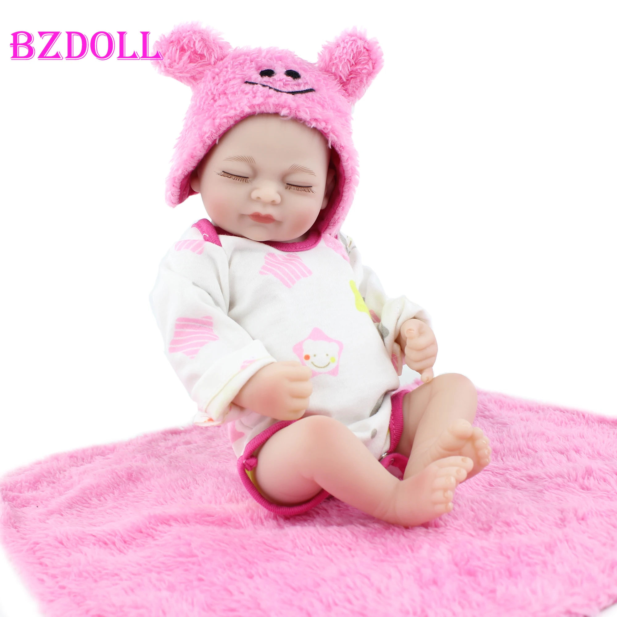 

11" Full Silicone Body Reborn Doll For Girl Boneca Lifelike Soft Vinyl Mini Babies Child Birthday Gift Bathe Toy