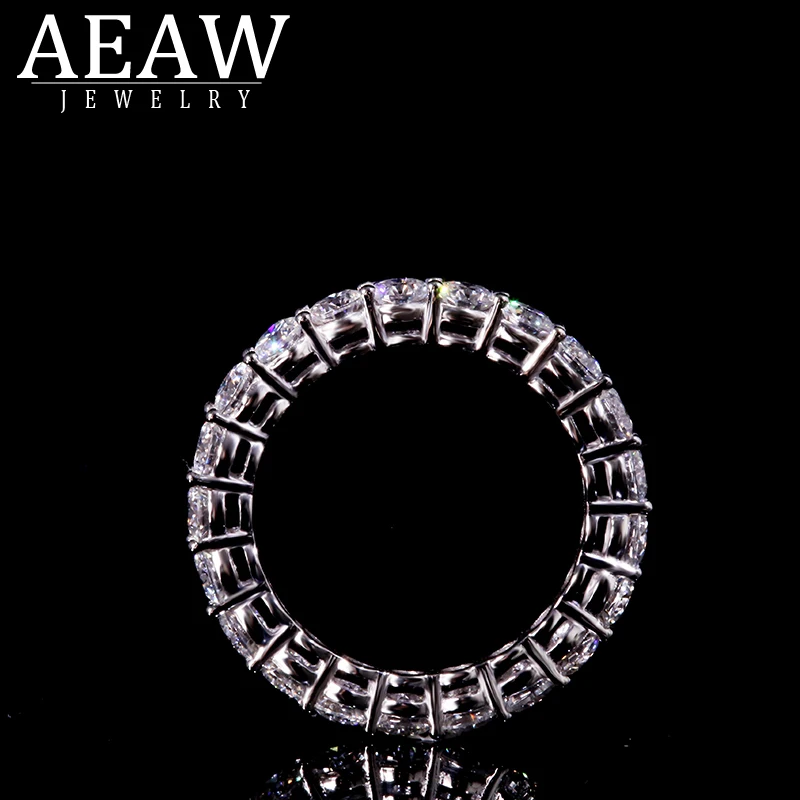 AEAW Solid silver 925 Luxury 3mm 0.1ct tatol 2ctw-3ctw Engagement Ring Wedding Moissanite Full Enternity Diamond Band For Women