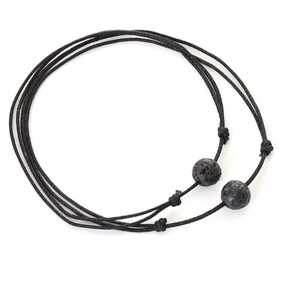 Простой Регулируемый черный браслет G.YCX из черной лавовой ленты браслеты для