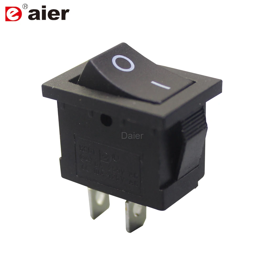 

5 шт. KCD1 клавишный переключатель вкл-(ВЫКЛ) мгновенные переключатели 10x15 мм SPST 2-контактный черный AC 250 В 6A/10A