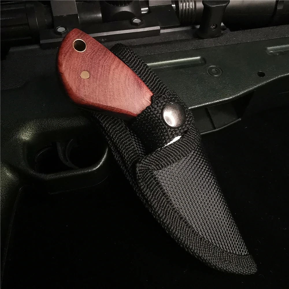 Карманный нож с деревянной ручкой карманный прямой из нержавеющей стали острый и