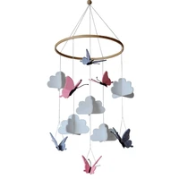 crib mobile butterflies in the clouds grey and pink baby ceiling nursery decor