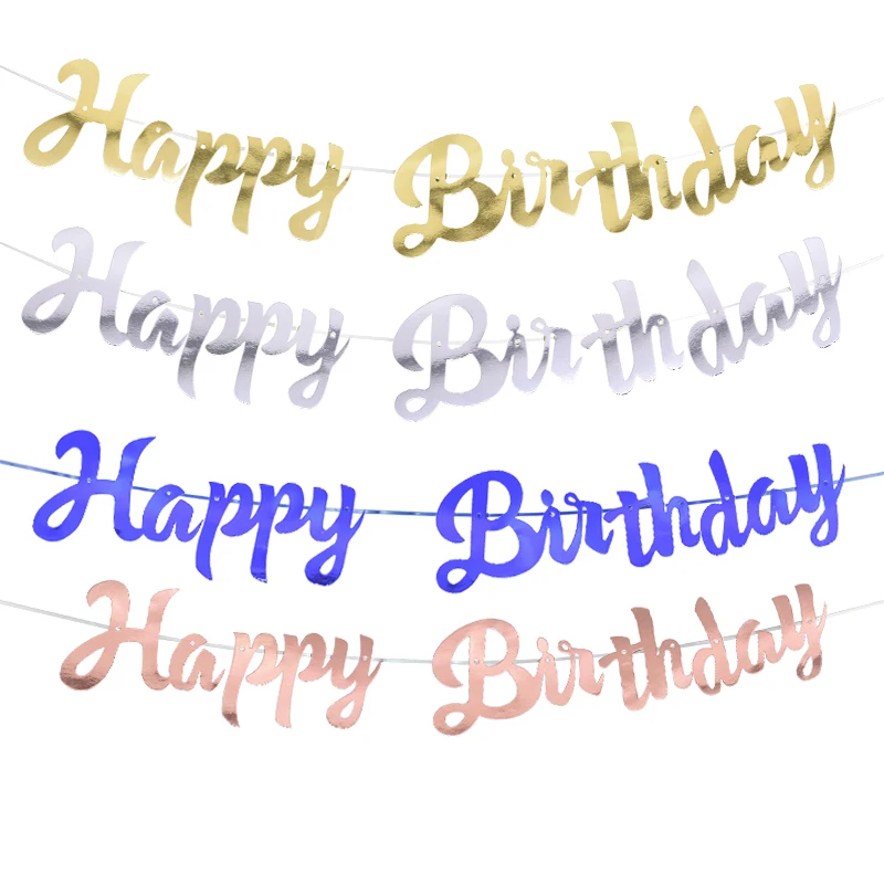 D. 1 Набор С Днем Рождения баннер для детей Бумага вечерние украшения Письмо шляпа