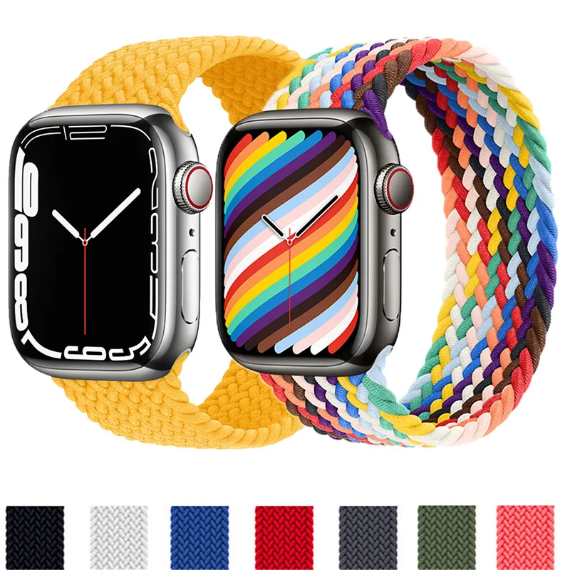 Braided Solo Loop For Apple Watch band 44mm 40mm 45mm 41mm 42mm 38mm Nylon Elastic belt Bracelet iWatch serie 3 4 5 SE 6 7 Strap