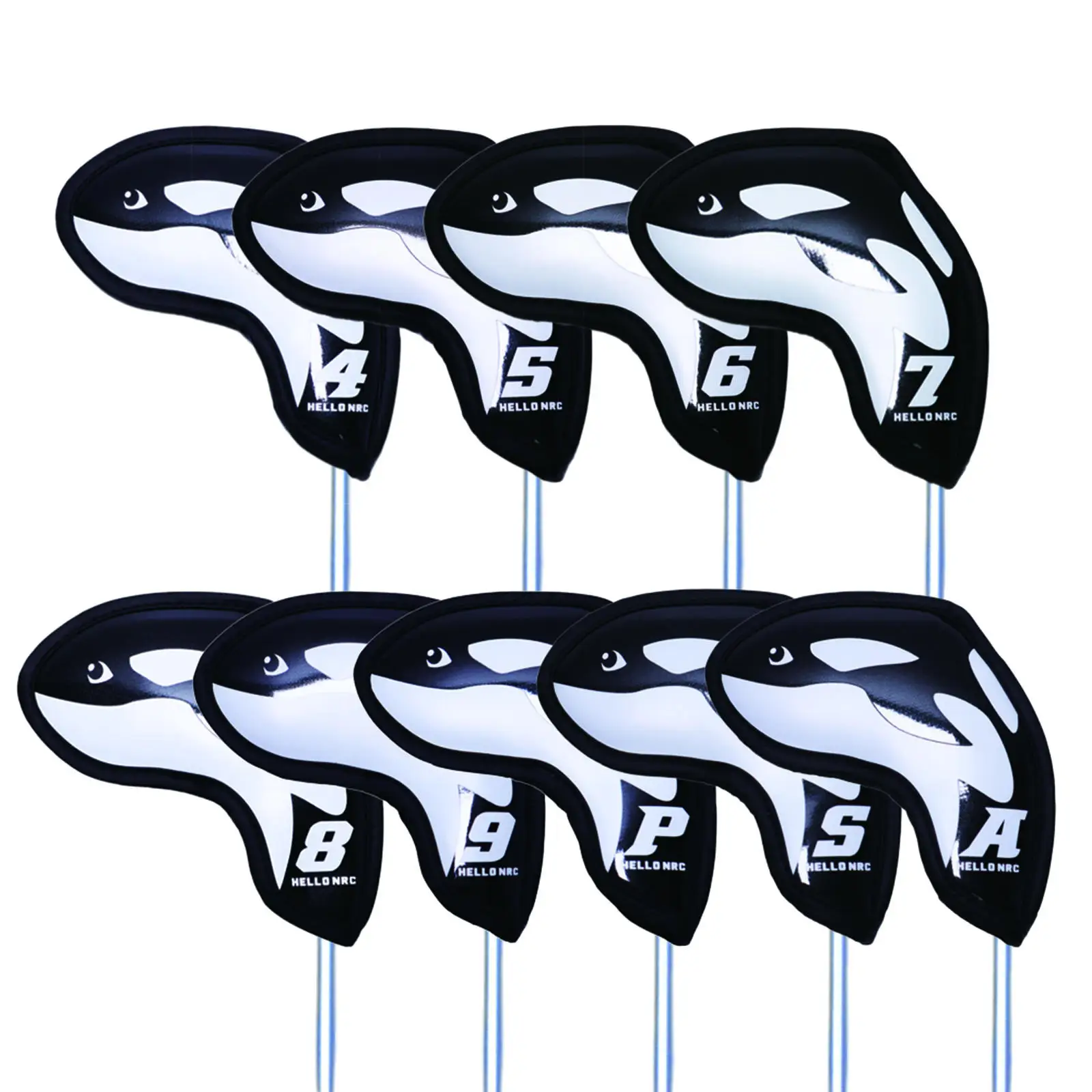 

9x PU Leather Golf Iron Head Cover 4-9,P,S,A,X Scratchproof Club Headcover Protector Guard