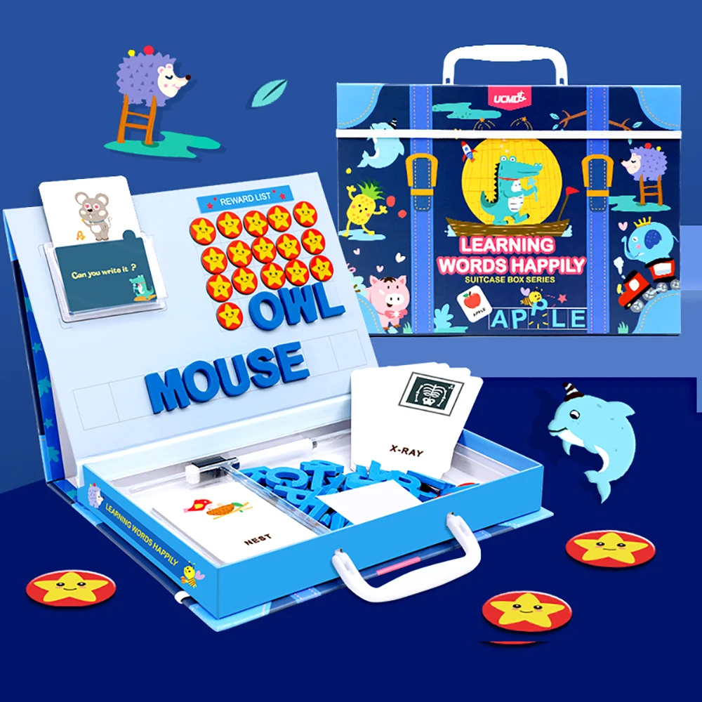 Обучающие английские слова пазлы карта правописания магнитный алфавит Игрушки