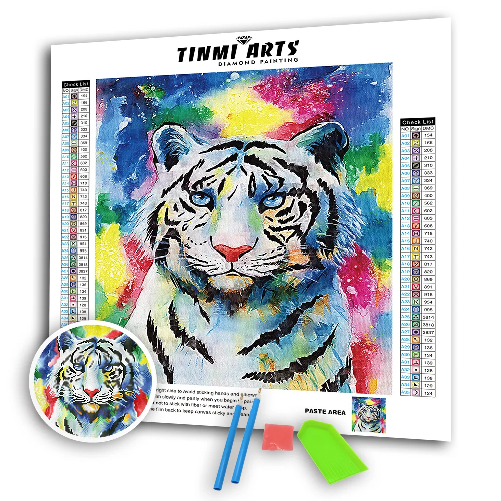 5D Сделай Сам Алмазная Картины крестом животных Наборы белый тигр вышивка мозаика