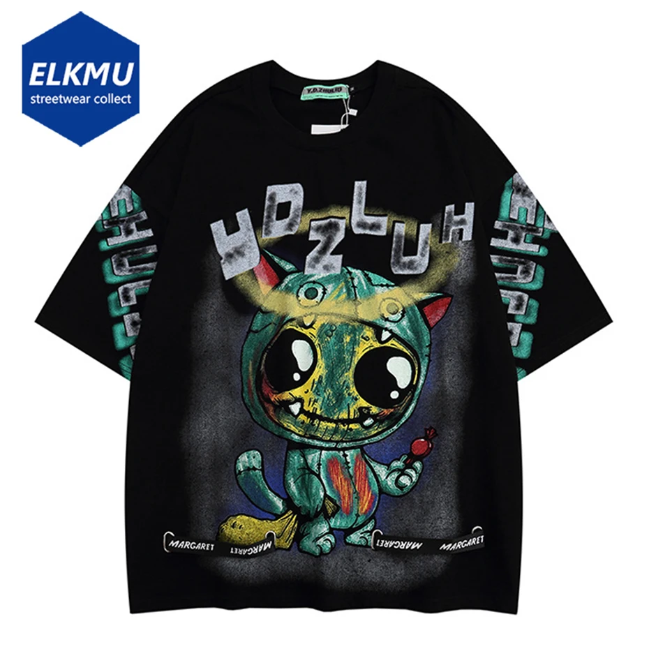 

Футболка в стиле Харадзюку с принтом граффити, уличная одежда в стиле хип-хоп, хлопковая Милая женская рубашка оверсайз с коротким рукавом, ...