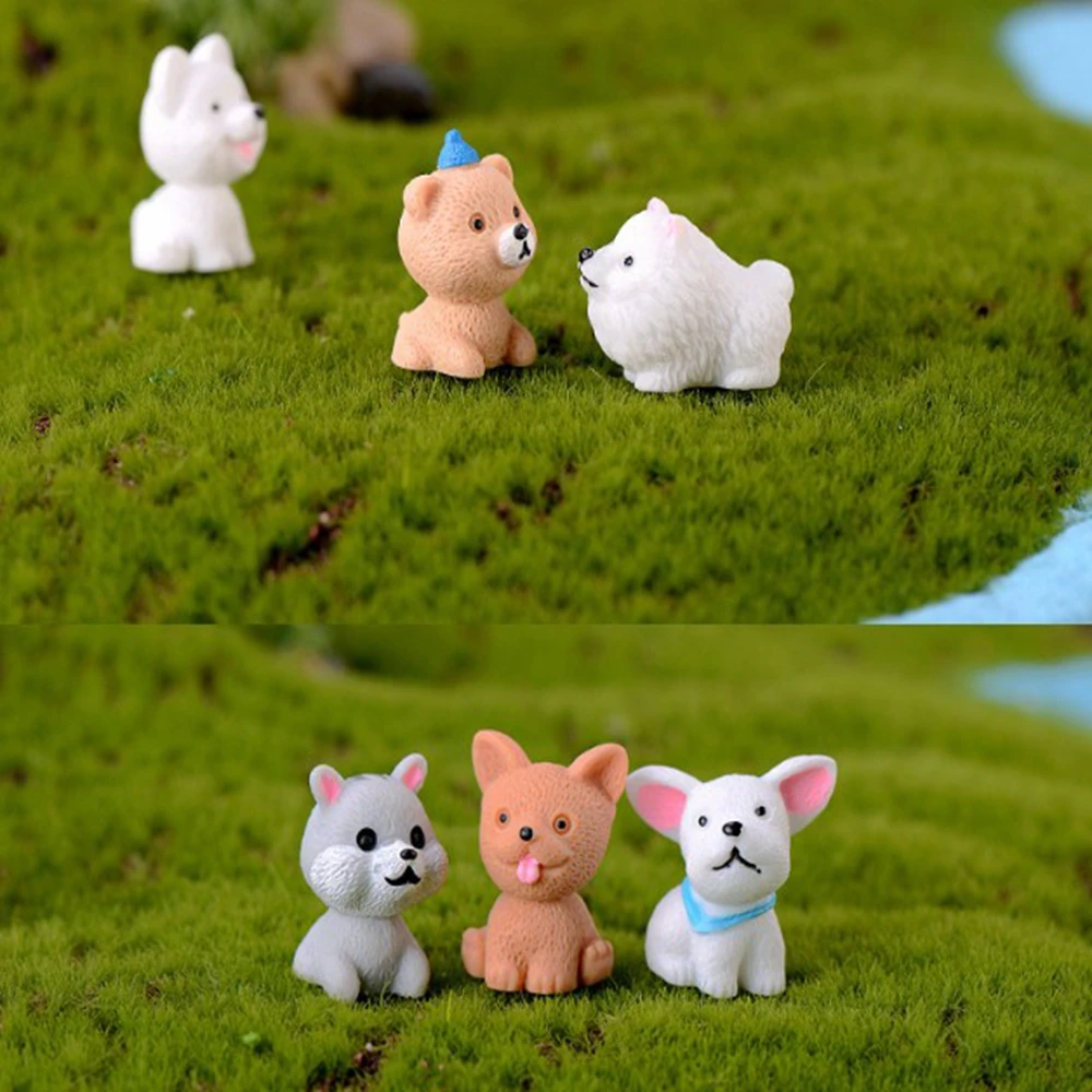 Mini Cute Dog Fairy Garden Figurines Miniature Cake Decor Resin Crafts Ornament Gnomes Moss Terrariums Decoration | Дом и сад