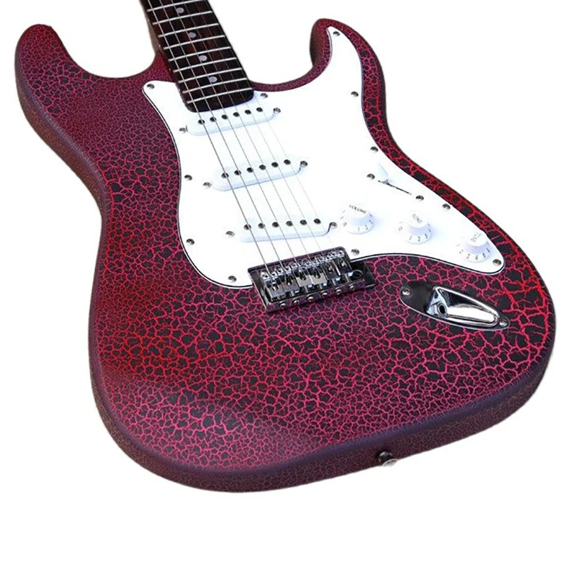 6 string st elektrische gitarre vollen linde körper burst rot und blau hochglanz finish 39 zoll elektrische gitarre mit weiß pickups free gl