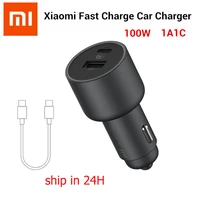 original xiaomi 100w car charger dual usb quick charge mi car charger usb a usb c dual output led light with 5a cable
