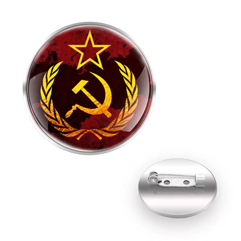 

Russian Army Collection Pins USSR CCCP Badge Retro Glass Cabochon Pin Brooch Decorative Jewelry