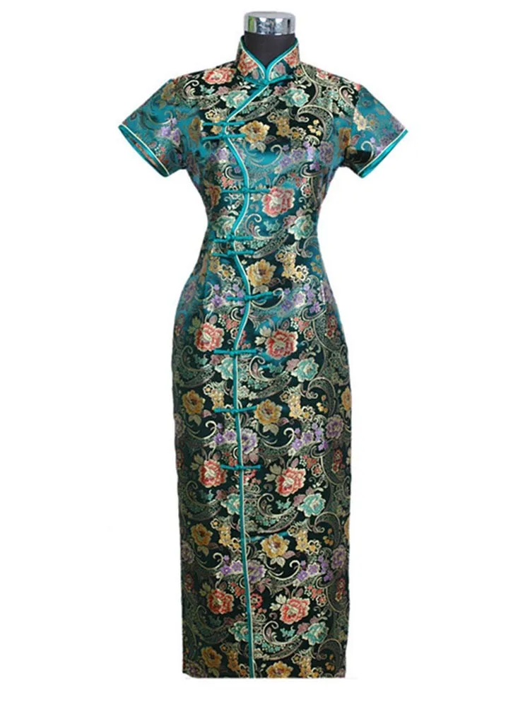 Черные традиционные китайские платья s M ujer Vestido новые женские атласные Длинные