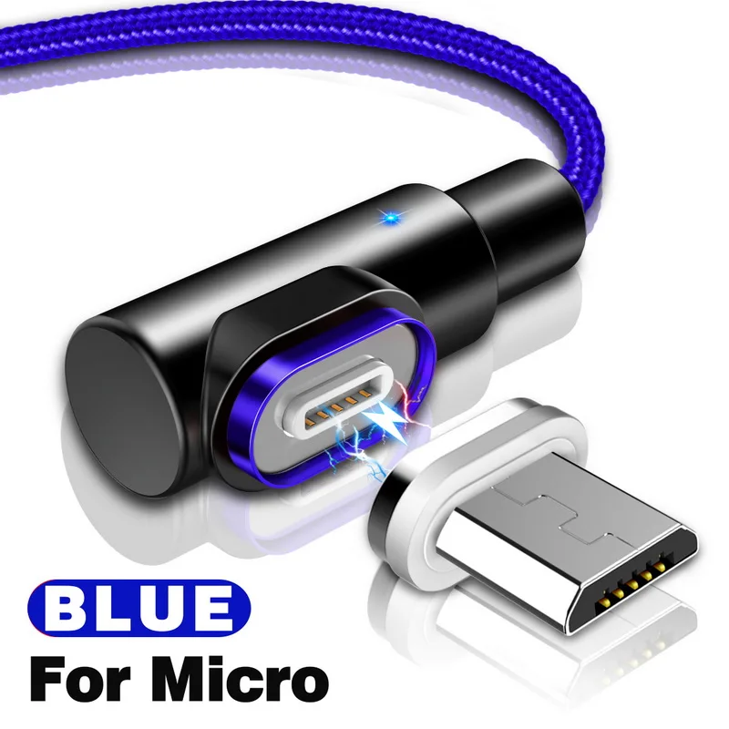 Blue For Micro Магнитный кабель 2.5A Быстрая зарядка для IPhone XS X XR 7 Micro USB быстрое зарядное устройство Тип C магнит Android шнур телефонный кабель для samsung - Цвет: Blue For Micro