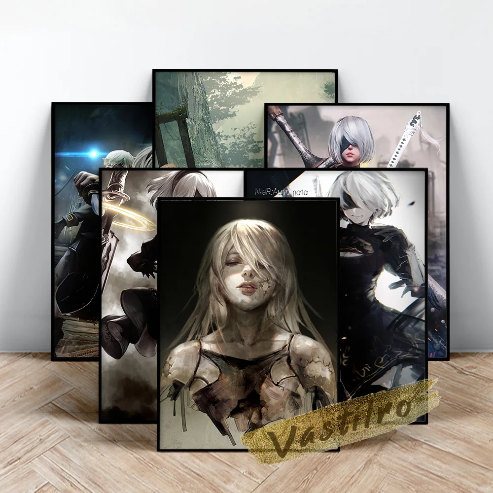 

Japanese Anime Nier Automata Poster, Role Play Game Wall Picture, White Hair Elegance Girl Wall Decor, Japan Manga Art Prints