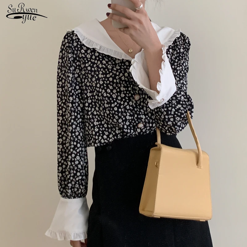 

2021 оборками размера плюс женский элегантный шик Свободные повседневные прелестные модные туфли универсальные блузки Романтический в винт...