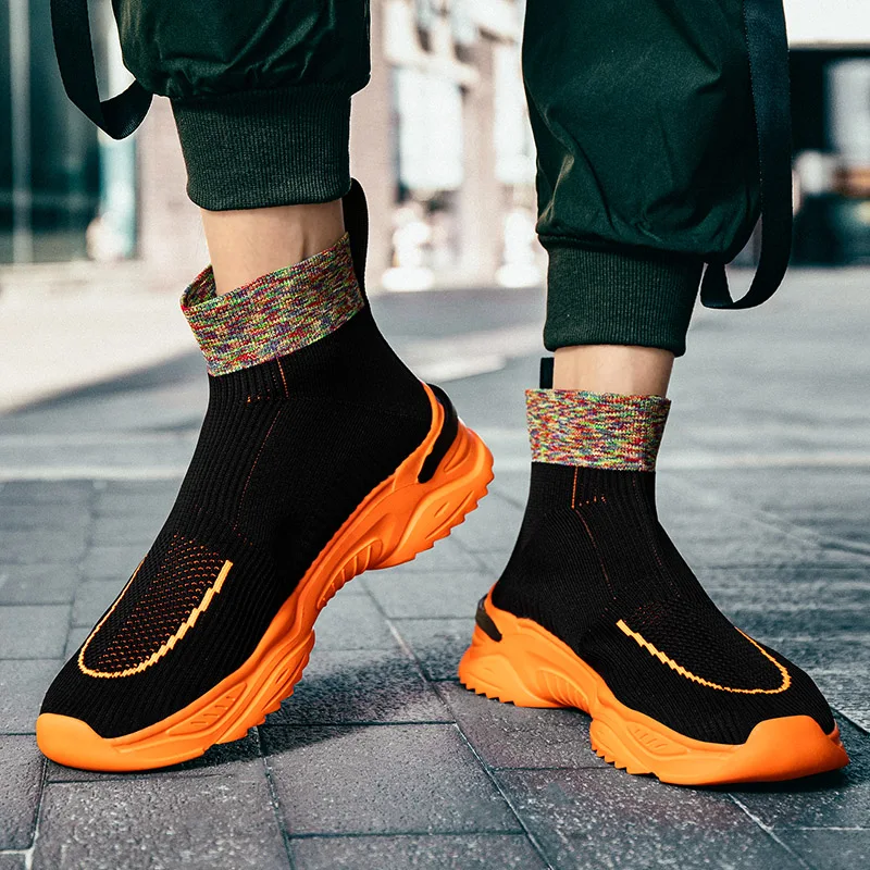 

2021 Spring Men's Sock Shoes Fashion Trend Sport Shoes Mesh Breathable Running Shoes Men Comfortable Walking Sneakers Big Size