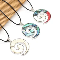 natural abalone shell pendant necklace charms circle shell pendant necklace for jewelry diy gift length 555cm size 40x50mm