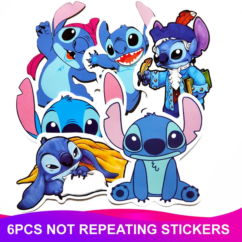 Stitch 6pcs 6 шт./упак. мультфильм наклейки «Стич» водонепроницаемый ПВХ скейтборд путешествия чемодан Скрапбукинг телефон Ноутбук наклейка Классическая Детская игрушка - Цвет: Stitch 6pcs