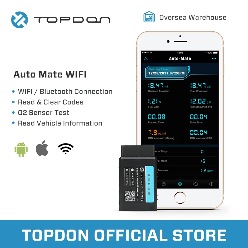TOPDON автоматизации Wi-Fi OBD2 сканер полными функциями ELM327 V1.5 pic18f25k80 читать и четкий DTC автомобильный диагностический инструмент читатель Кода OBDII