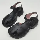 Сандалии женские из натуральной кожи на платформе, Босоножки с открытым носком, легкая подошва из ЭВА, обувь на высоком каблуке, лето 100%