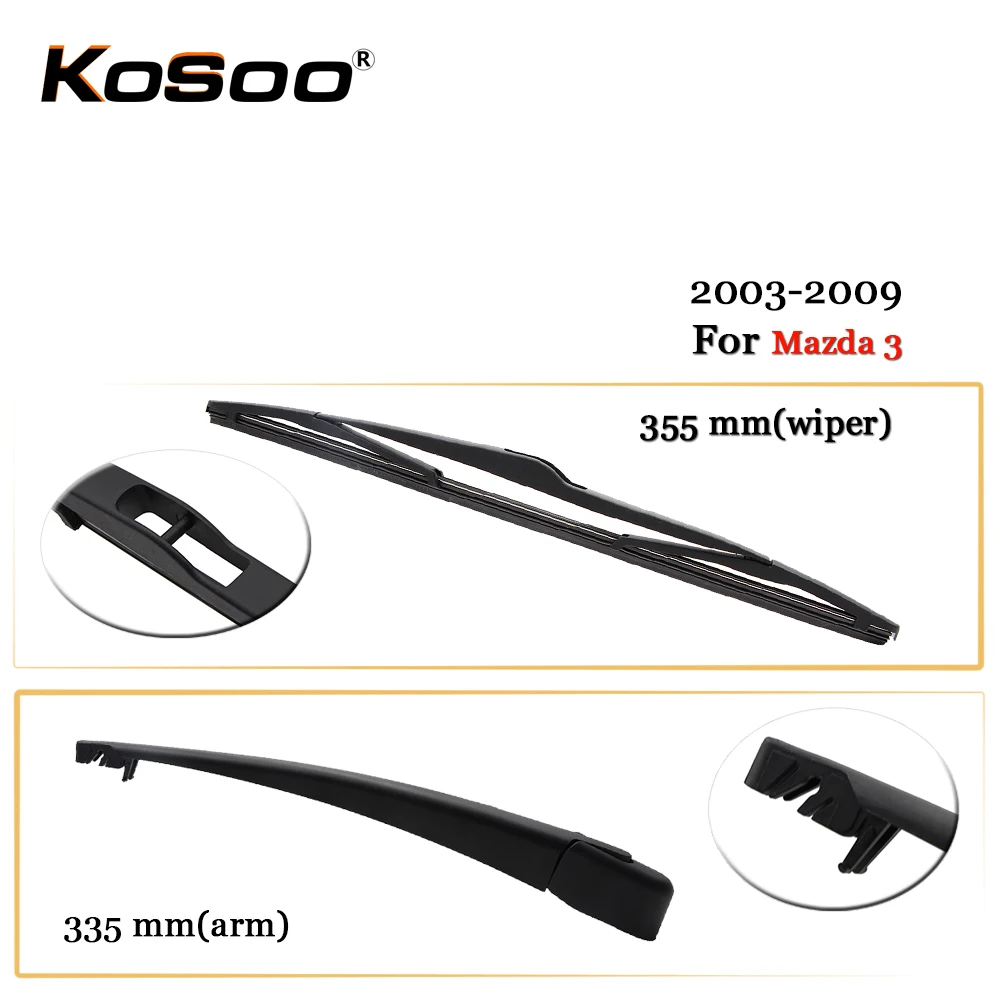 KOSOO Auto Rear Car Wiper Blade For Mazda 3,355mm 2003-2009 Rear Window Windshield Wiper Blades Arm,Car Accessories Styling