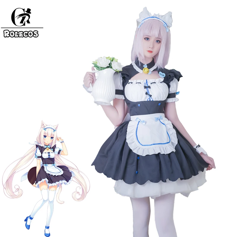 

ROLECOS Nekopara ванили Косплэй сексуальный костюм горничной Косплэй игра Nekopra ванили костюм платье-передник Головные уборы чулки