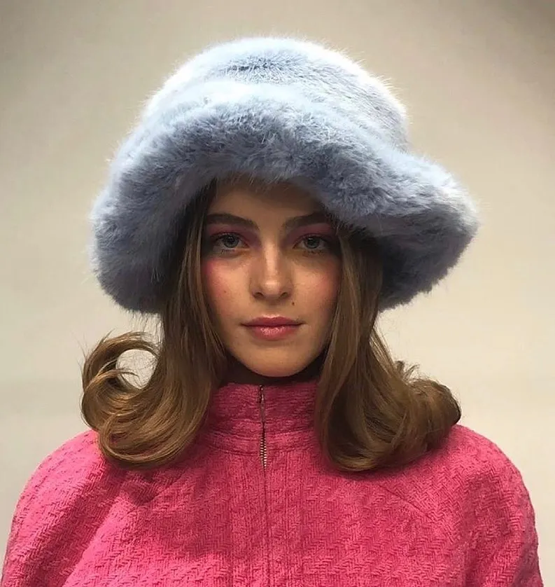 Женская панама однотонная шапка рыбака для взрослых шерстяная на осень и зиму 2022