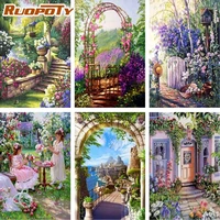 ruopoty 60x75cm oil painting by numbers garden diy paint by numbers for adult landscape frame canvas painting unique gift