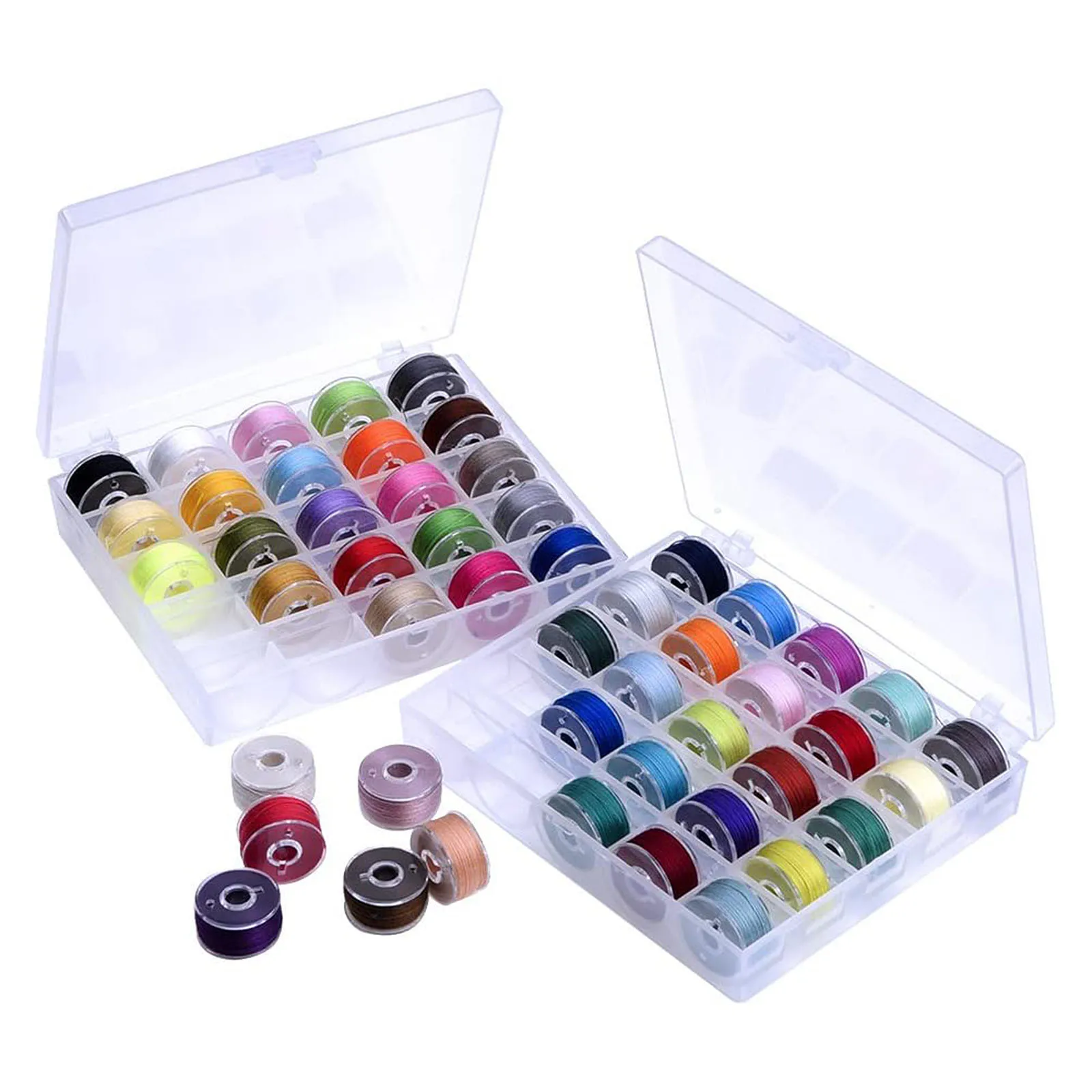 25 шт./компл. Шпульки набор в коробке катушки для швейных машин красочные пластик