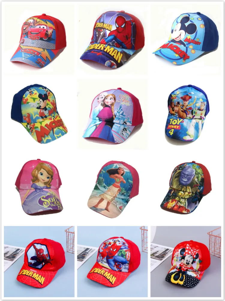 

Детская бейсболка в стиле хип-хоп, милый головной убор с мультяшными машинками, Микки, человек-пауком, Анной, Эльзой и надписью «Холодное сердце», для мальчиков и девочек, весна