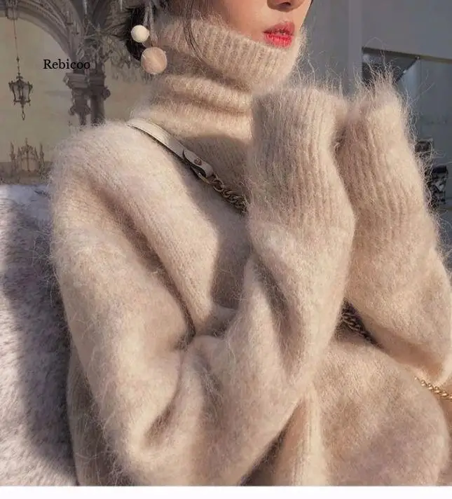 

Thick Cashmere Cotton Blend Turtleneck Sweater Women 2021 Autumn Winter Sweter Jumper Pull Femme Hiver Knit Pullover Sweater