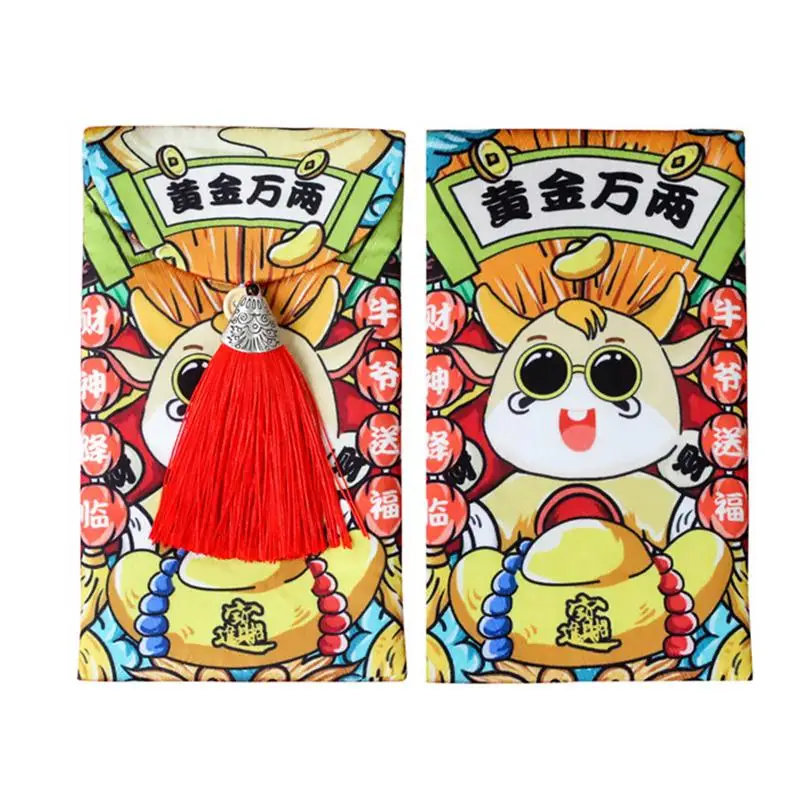 2 шт. красные новогодние пакеты Ox конверты из искусственного шелка 2021 Новогодние