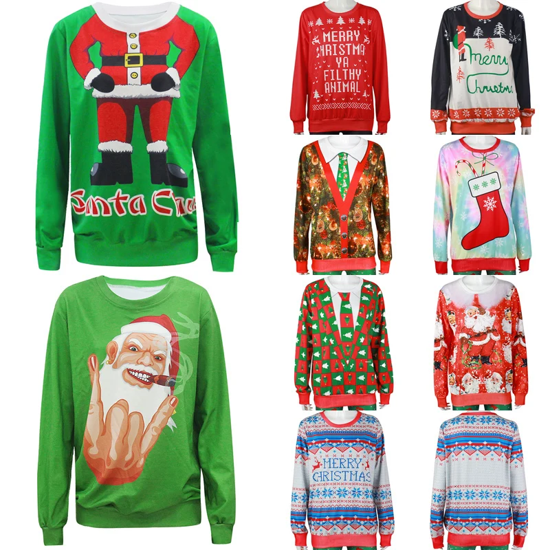 LEH Ugly Christmas Sweater Unisex Men Women Vacation Santa Elf Pullover Funny Womens Sweaters Tops Autumn Winter Clothing | Женская