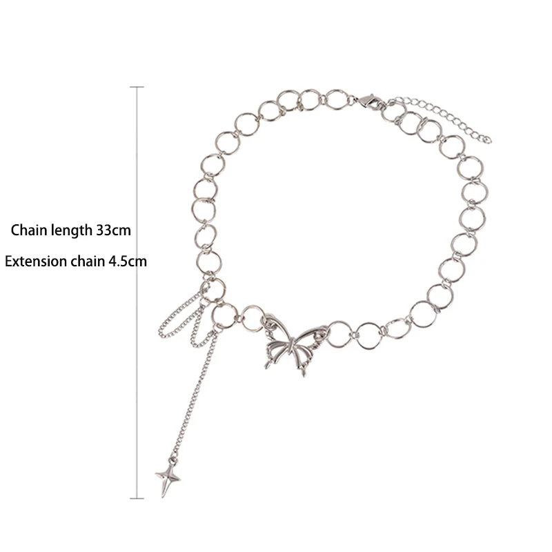 

Butterfly Necklace Silver-Color Necklace Lady Chain Jewelry Clavicle Chain Collar Cold Style Necklace Lady and Girl