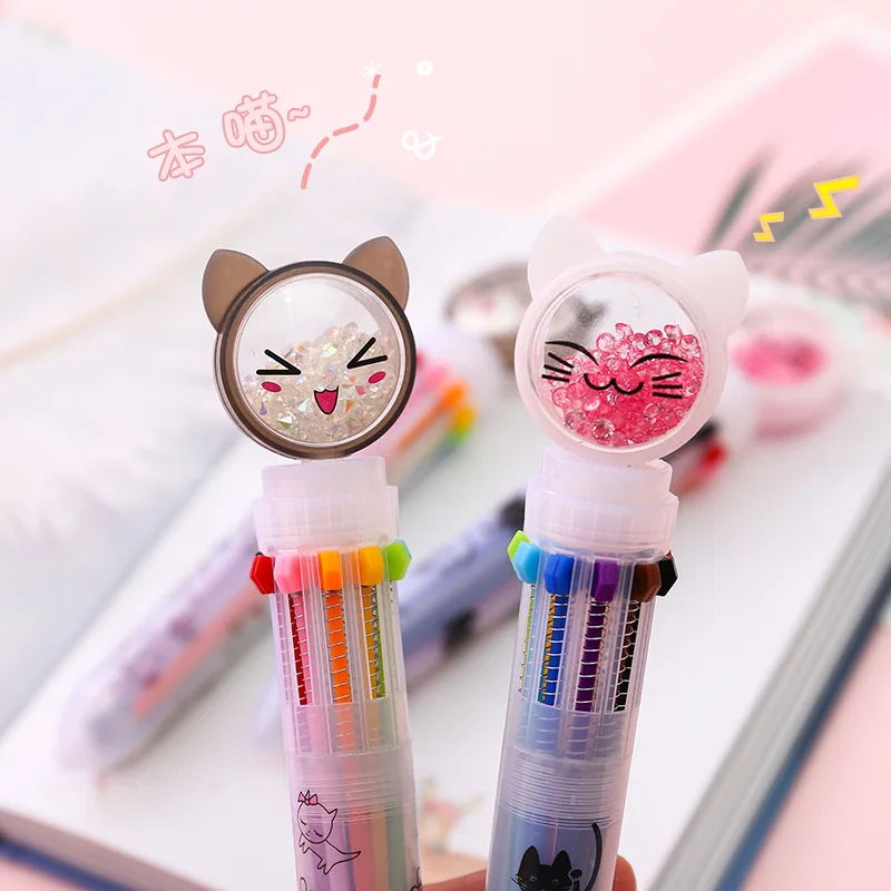 1 шт Kawaii ручка шариковая милый кот милые разноцветные ручки креативные шарики