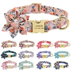 Цветочный Нейлоновый ошейник для собак с цветочным принтом, ошейник для собак, персонализированный ошейник для щенков для маленьких, средних и больших собак, кошек, питбуля