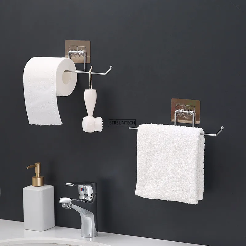 

100pcs Kitchen Paper Holders Sticke Rack Iron Roll Holders for Bathroom Toilet Towel Racks Hangers Home Storage Tissue