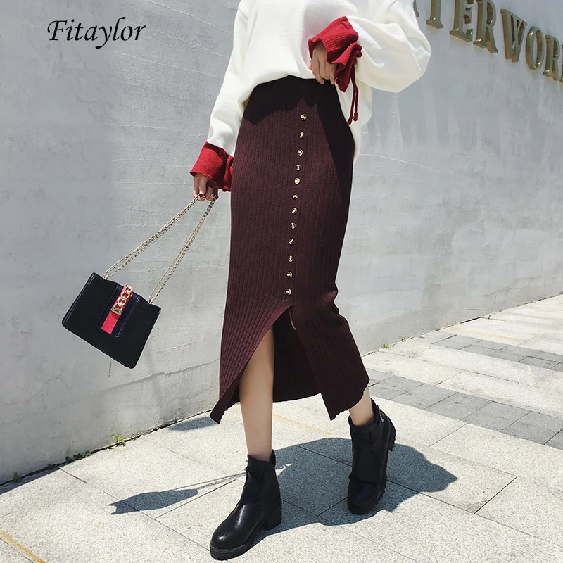 Fitaylor осенне зимние сексуальные раздельные трикотажные юбки женские офисные